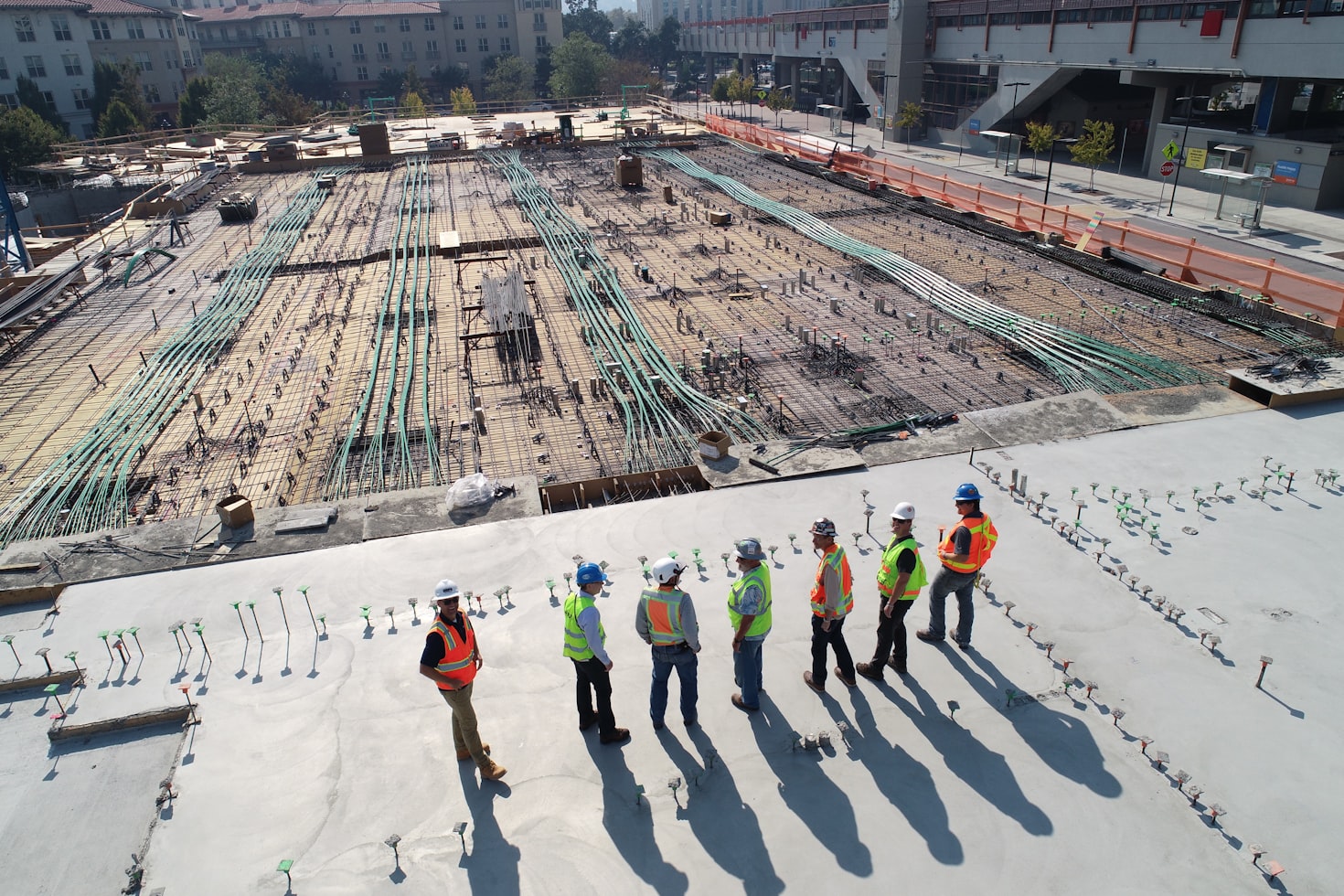 Construction site with foundation work